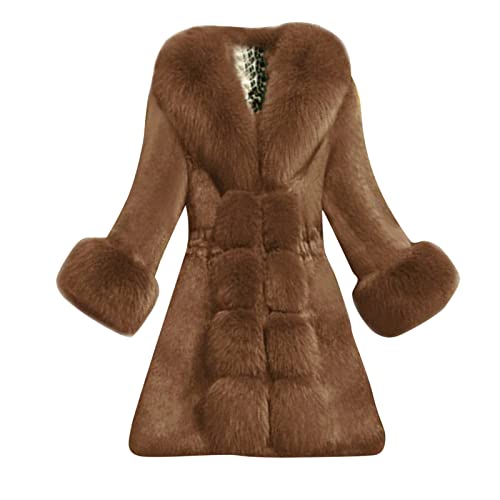 L9WEI Chaqueta de Invierno de Felpa para Mujer Elegante de un Solo Color, Abrigo de Invierno Cálido de Piel Artificial, Chaqueta de Piel Cálida, Abrigo de Invierno para Mujer, Chaqueta de Piel