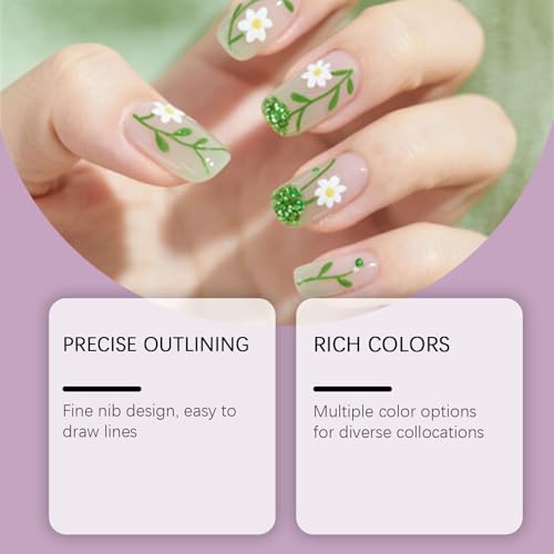 Marqueur à ongles 10 couleurs à séchage rapide pour manucure maison - 5