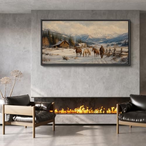 Image of MUDECOR Extra Large Framed Canvas Print Wall Art Ranch Art for Living Room