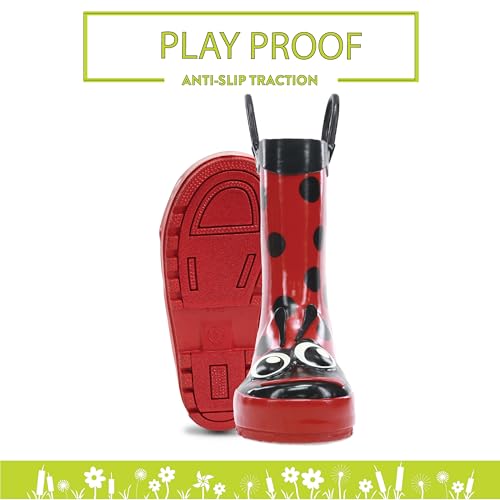 Image of Western Chief Kids Ladybug Rain Boot(Toddler /Little Kid /Big Kid) | Built for outdoor play, pull-on loops for self-dressing, comfort EVA insole, rubber traction outsole, toddler to big kid size