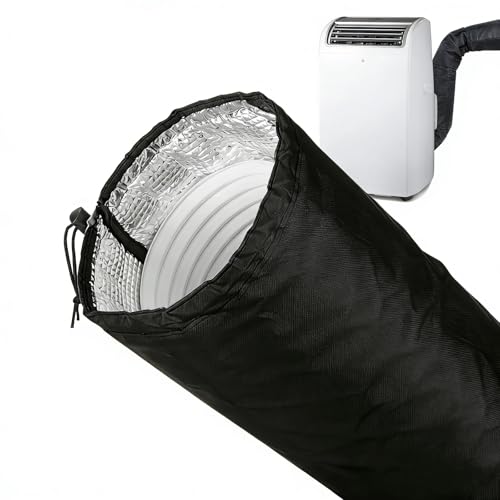Image of Portable AC Hose Insulation Sleeve, Air Conditioner Hose Cover Wrap for 5 inch & 5.9 inch Diameter Exhaust Hose, AC Duct Vent Cover Sleeve with Upgrade Heat Insulation Material,One Step Install, Black