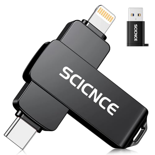 SCICNCE 256GB Flash Drive Intended for iPhone, USB Memory Stick Storage Backup for Photos Videos,...