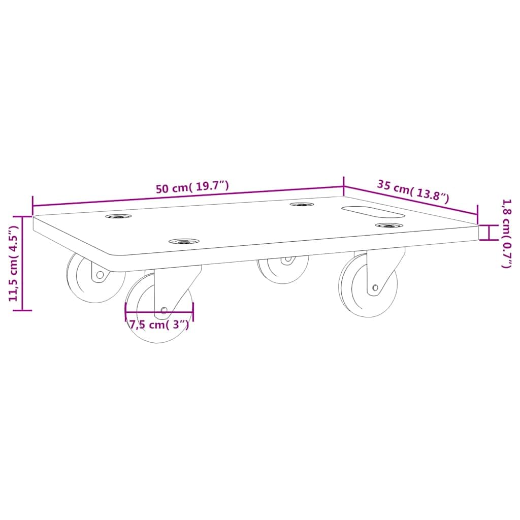 vidaXL Pedane di Trasporto 2 pz Rettangolari 50x35x11,5 cm 250 kg
