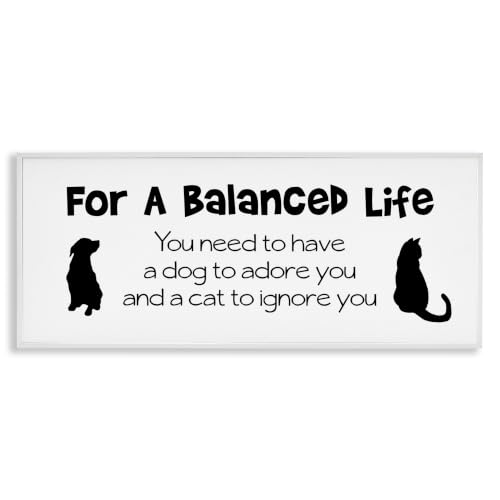 Balanced Cat Dog Humor, 13 x 30 Inch Framed Giclée Print
