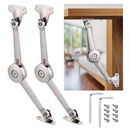 JIZZU 2 Stück Softclose Deckelstützscharniere Satin Nickel Klappscharnier Support 18kg, Klappdeckel der Schrankstütze,mit Schrauben und Inbusschlüssel für Küchentür, Kleiderschrank