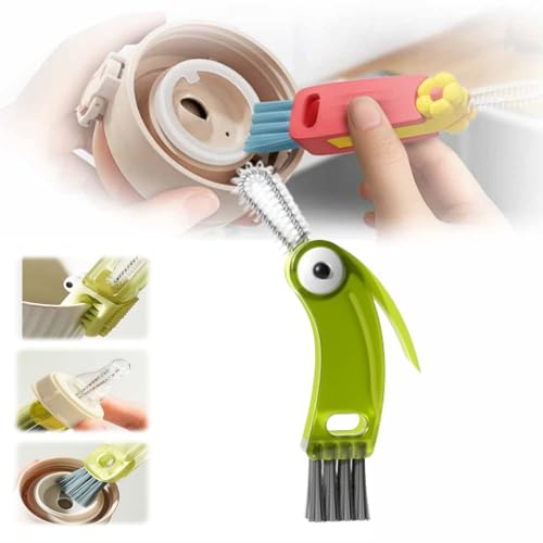 4 in 1 Cup Lid Cleaning Brush,Crevice Cleaning Brush Set for Baby Bottle Gap Tight Spaces Cup,4 in 1 Bottle Cleaning Brush Set Multifunctional Cleaning Brush Portable Cup Lid Cleaner(Green)