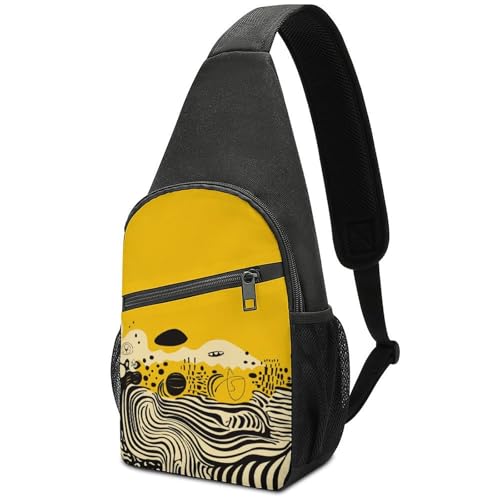 Bolso cruzado amarillo mostaza y negro para senderismo y viaje miniatura 1