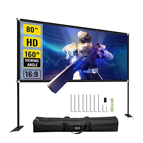 Écran de projection 4K HD grand angle 80 pouces avec cadre stable