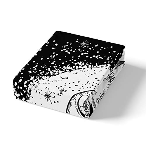 Erosebridal Sun Moon Duvet Cover Set King Yin Yang Comforter Cover Galaxy Star Bedding Set Bohemian Quilt Cover,Decorations 3 Piece Bedding Set (1 Duvet Cover 2 Pillowcases) Black And White #TOP2