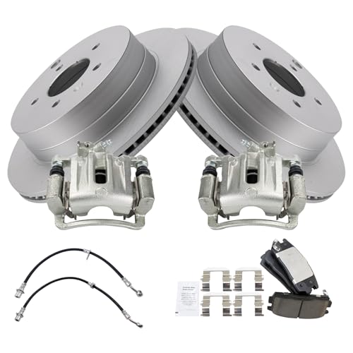 Image of TRQ Rear Brake Pad & Rotor Kit Ceramic Premium G-Coated Compatible with 2007-2009 Chevrolet Equinox Pontiac Torrent