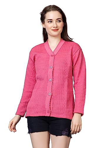 Image of Wear lusso Women Sweater for Winter Woolen Acrylic Full Sleeves V Neck Stylish Design Cardigan Girls /Ladies