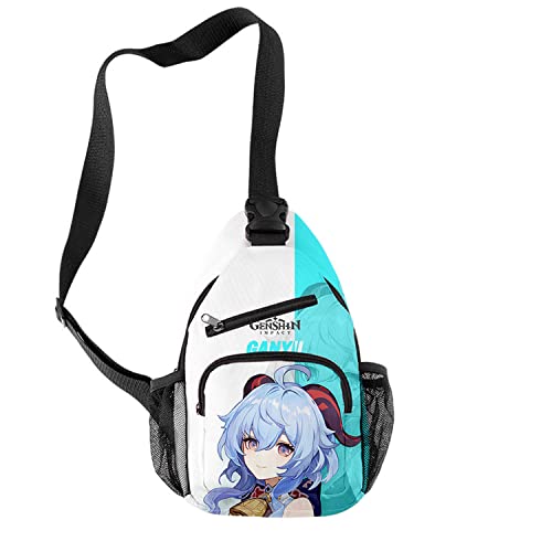 Ganyu Genshin Impact Anime-Messenger-Tasche Aus Canvas, Cartoon One-Shoulder-Handtasche GroßRaum-Student Casual Fashion UmhäNgetasche Cover
