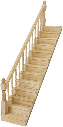 Miniatura 5 de Cutemini Escaleras en miniatura muebles de casa de muñecas a escala 112 pasamanos de madera para bricolaje escalera sin pintar accesorios para casa