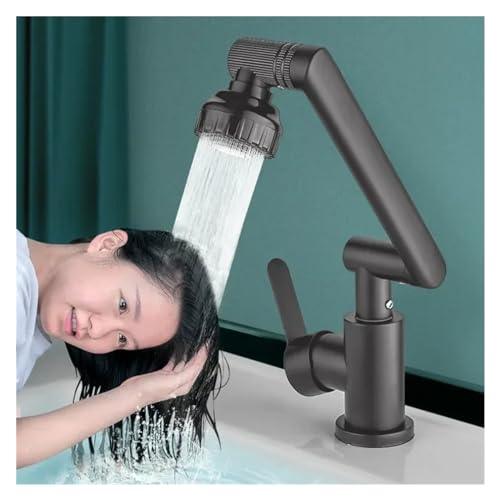Robinet de lavabo à bras mécanique noir orientable et robuste - 8