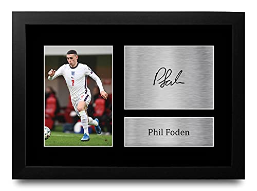 Photo dédicacée Phil Foden Angleterre A4 encadrée pour fan