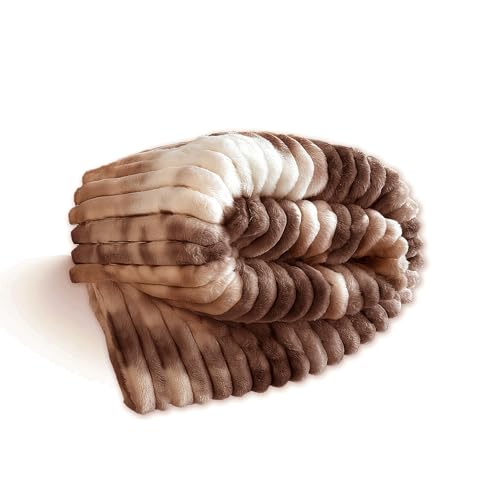 Kuscheldecke Flauschig Cord Decke Braun 150 x 200 cm - Tie-Dye Design Weich Flanell Wolldecke Flauschdecke als Couchdecke Plüschdecke, Sofa Decken...