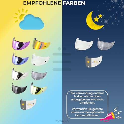 Everalo Kompatibel mit Hjc Rpha 70 Visier - Rpha 11 - Hj26 - Pinlock und Tearoff Ready - Helmvisier Anti-Kratzer und Anti-Beschlag (Klar)