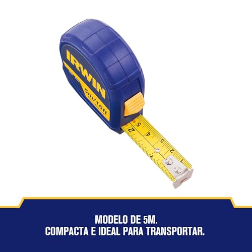 Irwin Trena Manual Standard 5m, Ferramenta Essencial para Tirar Medidas com Precisão, Modelo IW13947