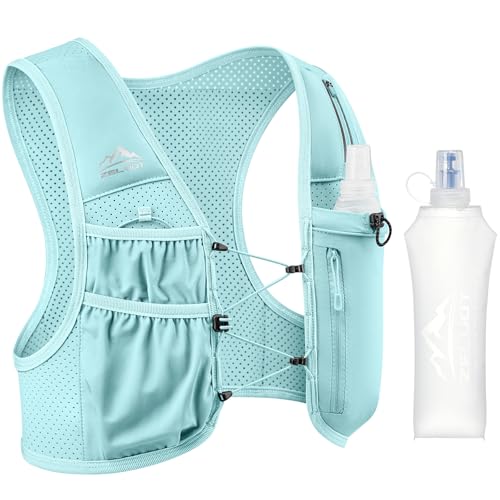 Image of Zelvot Running Vest for Women Men, US Patent, Adjustable Chest Straps Running Hydration Vest with 500ml Soft Flask, Lightweight Reflective Hydration Backpack for Marathon