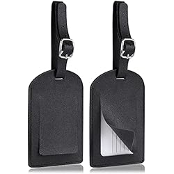 Identificador Maletas Alehop Redamancy Etiquetas para Equipajes de PU, 2 Piezas Identificador Maletas Viaje, Identificador Maleta con Nombre y Dirección Cubierta Protectora para Viajes Bolsas y Maletas (Negro)