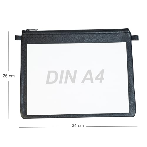 effektivo XL Banktasche Geldtasche für A4 mit Reißverschluss und Schlaufen, Kunstleder schwarz, für Dokumente bis DIN A4