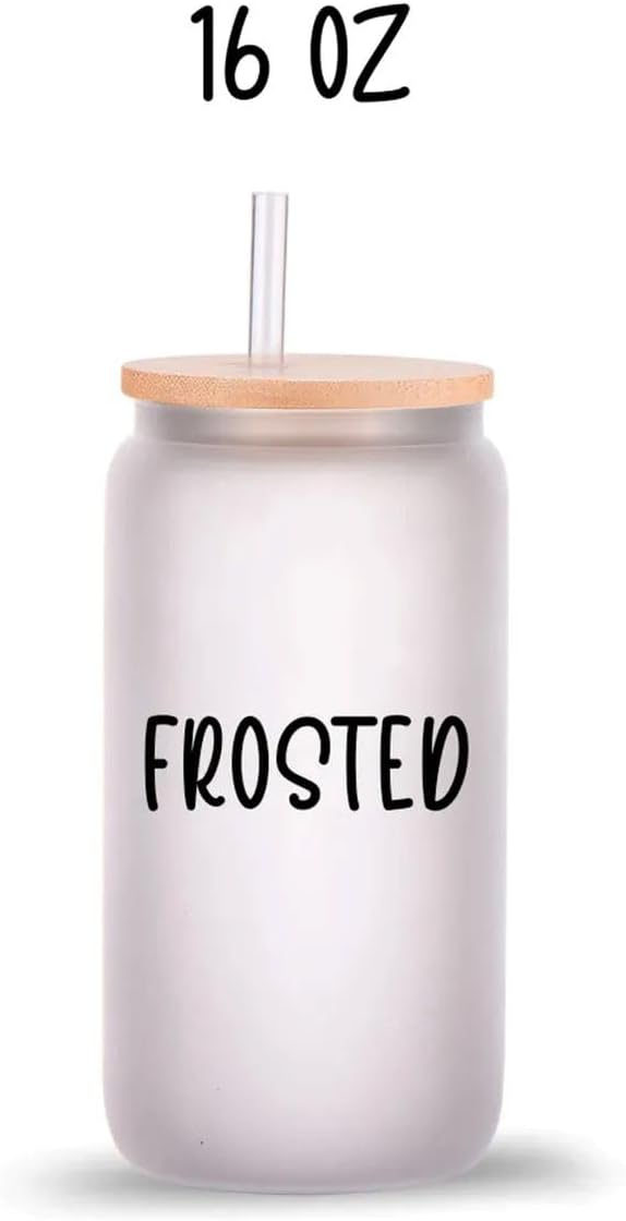 Gossby Personalized 16oz Sister Glass Tumbler with Lid Straw - Custom Sister Gift from Sister with Design Name - Gift for Soul Sister Unbiological Sister - Congrats on Being My Sister - 2 Sis