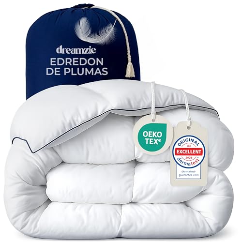 Dreamzie - Piumino in Piuma Piuma Piazza e Mezza Invernale Piuma Ultraconfortevole 135x200 cm - Piume e Plumón d'Anatra 650gsm – Certificato Oeko-Tex, RDS e Downpass