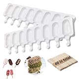 Eisformen eis am stiel silikon eis cake pop maker 2 Stück 8 Cavity Eislutscher Formt Silikonform mit 40 Eisstange Holzeisstiele für Kreative DIY Eisstange Gefrorenes Eis am Stiel eisform