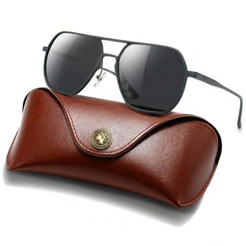 Image of SUNGAIT AI-Mg Polygon Aviator Sunglasses for Men Polarized Trendy Square Sun Glasses Retro Pilot Shades UV Protection