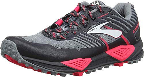 Brooks Women's Cascadia 13, Trail Running Shoes, Grey/Grey/Pink, 8 B US