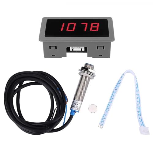 4-Digit LED Digital Display Speedometer Tachometer Motor Motor Speedometer with Hall Sensor Magnet red