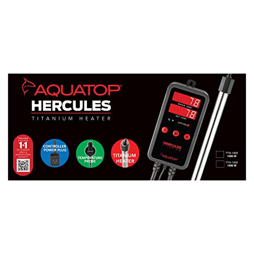 Aquatop 1500W Titanium Tube Heater With Digital Controller - Fully Submersible For 300-500 Gallon Fish Tanks, Adjustable High & Low Temperatures, Durable Water Heater, Aquarium Heaters, Tth-1500 #TOP1