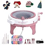 Strickmaschine 48 Nadeln,Smart Weaving Loom Strickmaschine,Knit Loom Machine Smart Manual Rotating Kit mit Reihenzähler, DIY-Runder Handstrick-Set für Erwachsene Kinder Socken Hüte Schals Handschuhe