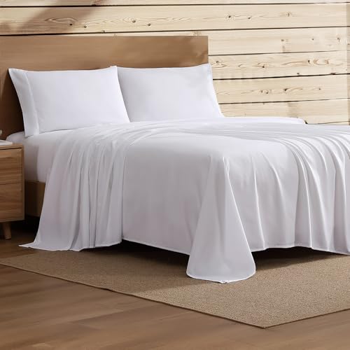 Image of Coleman Full Size Sheets - Durable Home Bedding with Outdoor Heart, Stylish & Reliable for Bedroom or Cabin - Premium Solid Color, Built for Comfort, Style & Occasional Outdoor Use, White