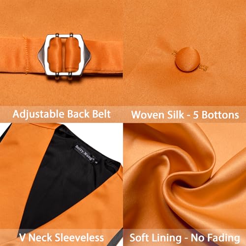 Image of Barry.Wang Men's Suit Vest Tie Bowtie Set Formal Silk Paisley Waistcoat Hanky Cufflinks Lapel Pin Set Wedding Party 7PCS