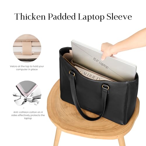 Image of befen Genuine Leather Tote Bag for Women Work, Womens Laptop Purse Bags Shoulder Satchel Handbags with 15.6 inch Compartment
