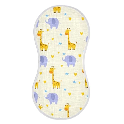 xigua Cartoon Giraffes Muslin Baby Burp Cloths Set of 4, Super Soft & Absorbent Burping Rags, Cotton Burp Clothes Shower Gift for Newborn, Baby Girls and Boys