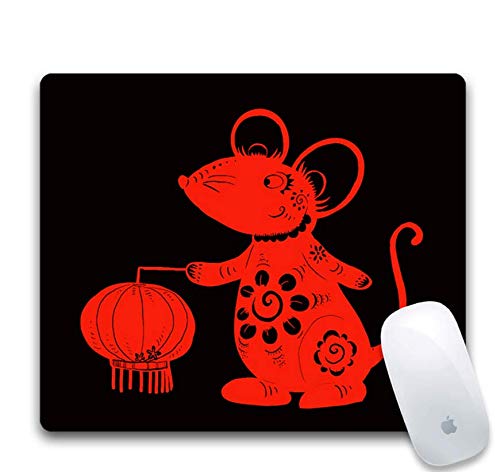 Preisvergleich Produktbild Gaming-Mauspad, Verschleißfestes Gummi, Süße Rote Maus Zum Spielen Roter Laternen, Gaming-Office-Gaming-Mauspad Auf Tragbarem Laptop