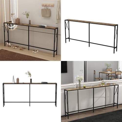 Vicco Konsolentisch Lima, Eiche rustikal, 174 x 77 cm, mit offenem Ablagefach zur Nutzung als Arbeits- oder Schminktisch