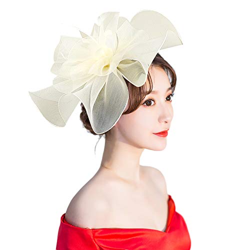 Fascinator hatt för kvinnor flicka blomma nät slöja elegant fjäder pannband retro cocktail te brud dusch hårklämmor pillbox hatt te fest bröllop huvudbonad fin klänning