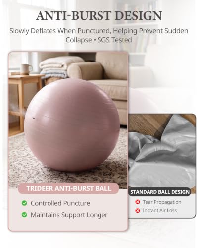 Image of Trideer Exercise Ball, Stability Yoga Ball for Physical Therapy, Active Sitting, Pregnancy & Birth Labor Prep, Core Strength, Balance Training, Posture Improvement and Daily Stretching, 55 /65 /75cm