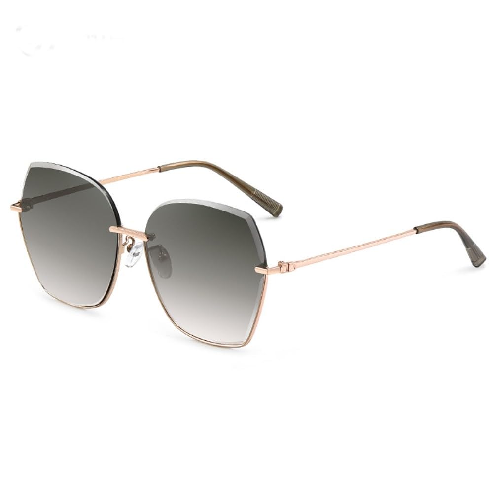 LVJMJ - Gafas de sol de nailon sin montura para hombre y mujer, UV400 Cat 3, montura dorada, lentes degradadas para conducción