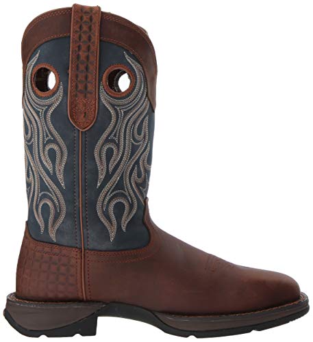 Durango Mens Rebel By Durango Steel Toe Pull-On Western Mid Calf Boot, Dark Brown And Blue Denim, 9.5 Us #TOP5