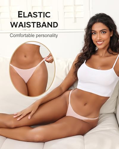 Image of LEVAO Cotton Underwear for Women-Plus Size String Bikini Panties-Low Waist Cheeky Underwear-High Cut Stretch Ladies Briefs