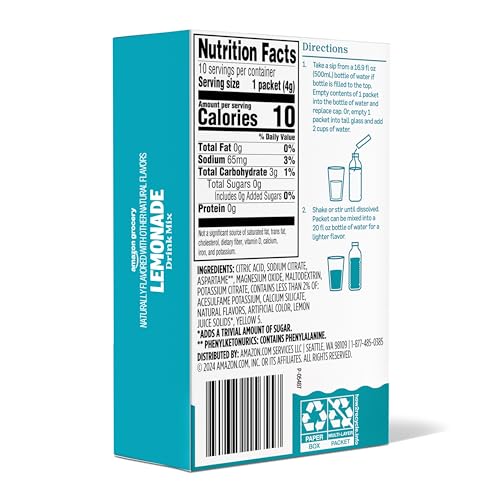 Amazon Grocery, Lemonade Drink Mix, 10 packets, 1.4 Oz - image 3