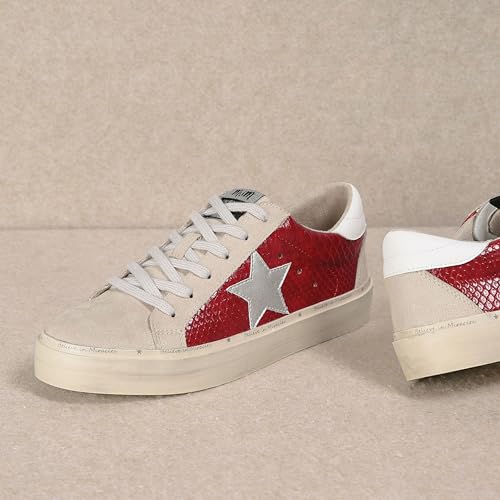 Image of Mi.iM Gaby Women's Star Sneakers - Snake Print Suede Lace-Up Fashion Shoes with Rubber Sole