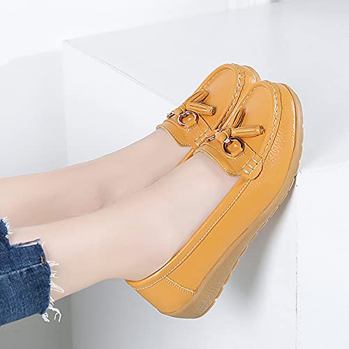 Image of Shoes Loafers for Women Classic Leather Loafers Casual Slip-On Boat Shoes ComfortWalking Moccasins Soft Sole Shoes