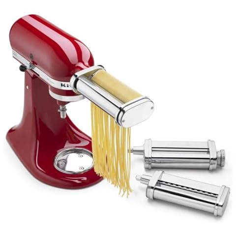 KitchenAid KSMPRA Stand Mixer Attachment Pasta Roller & Cutter, 3-Piece Set, Stainless Steel Cover