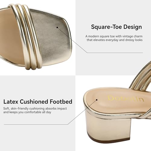 Image of Women's Heeled Sandals Two Strap Square Open Toe Heels 2-Inch Chunky Sandals Dress Shoes Wide Feet Friendly