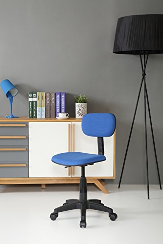 Hodedah Armless, Low-Back, Adjustable Height, Swiveling Task Chair with Padded Back and Seat in Blue, Not for adult use